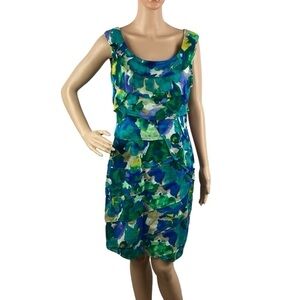 Calvin Klein Watercolor Casual Dress Size 8 Blue
